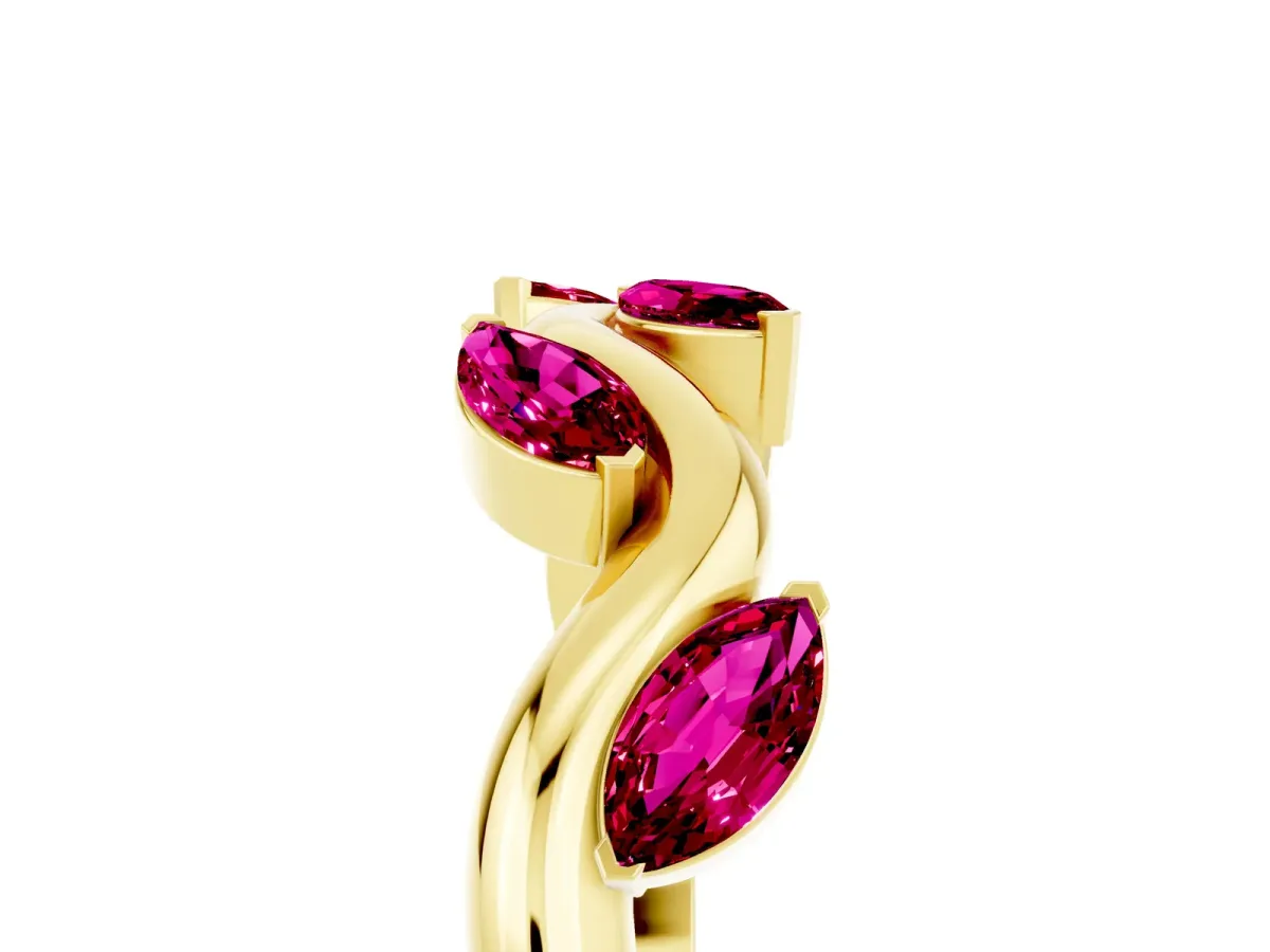 Marquise Garnet Twisted Band with Prong Setting Yellow gold
