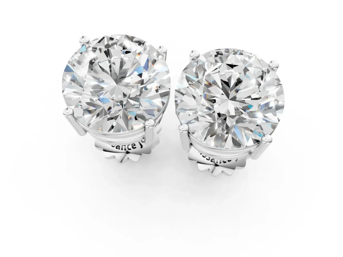 Round Cut Diamond Stud Earrings Platinum