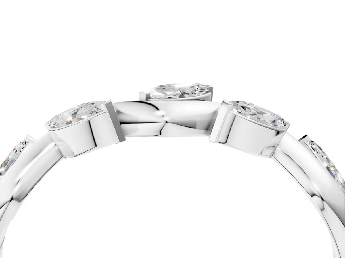 Marquise Diamond Twisted Band with Prong Setting Platinum