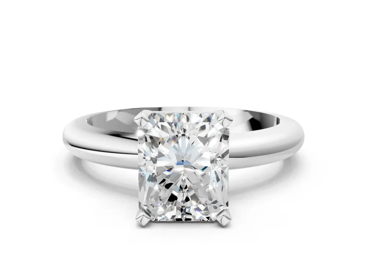 Radiant and Heart Toi Moi Ring with Prong Setting and Plain Band White gold