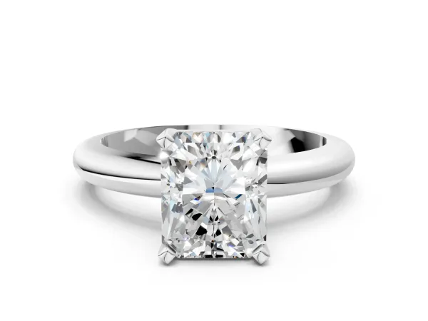 Radiant and Heart Toi Moi Ring with Prong Setting and Plain Band White gold