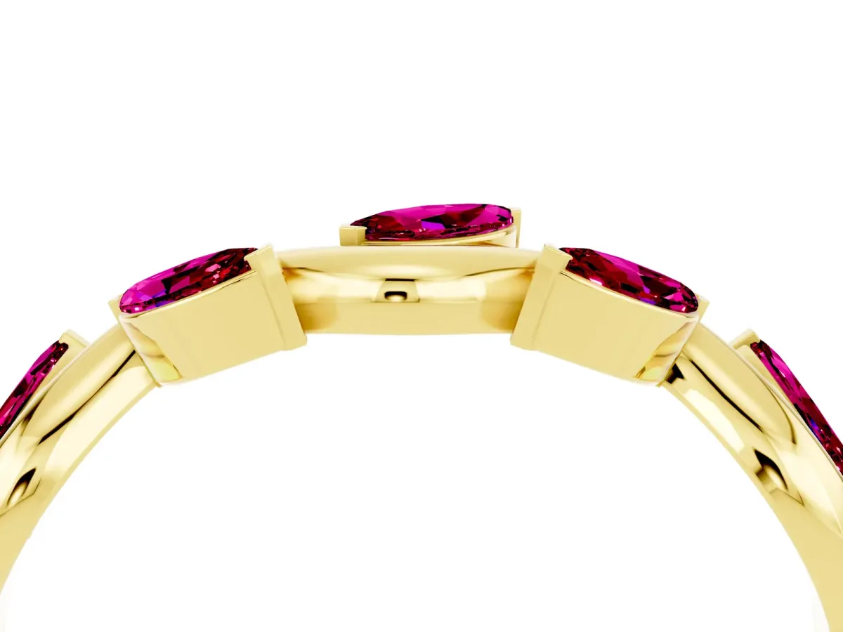 Marquise Garnet Twisted Band with Prong Setting Yellow gold