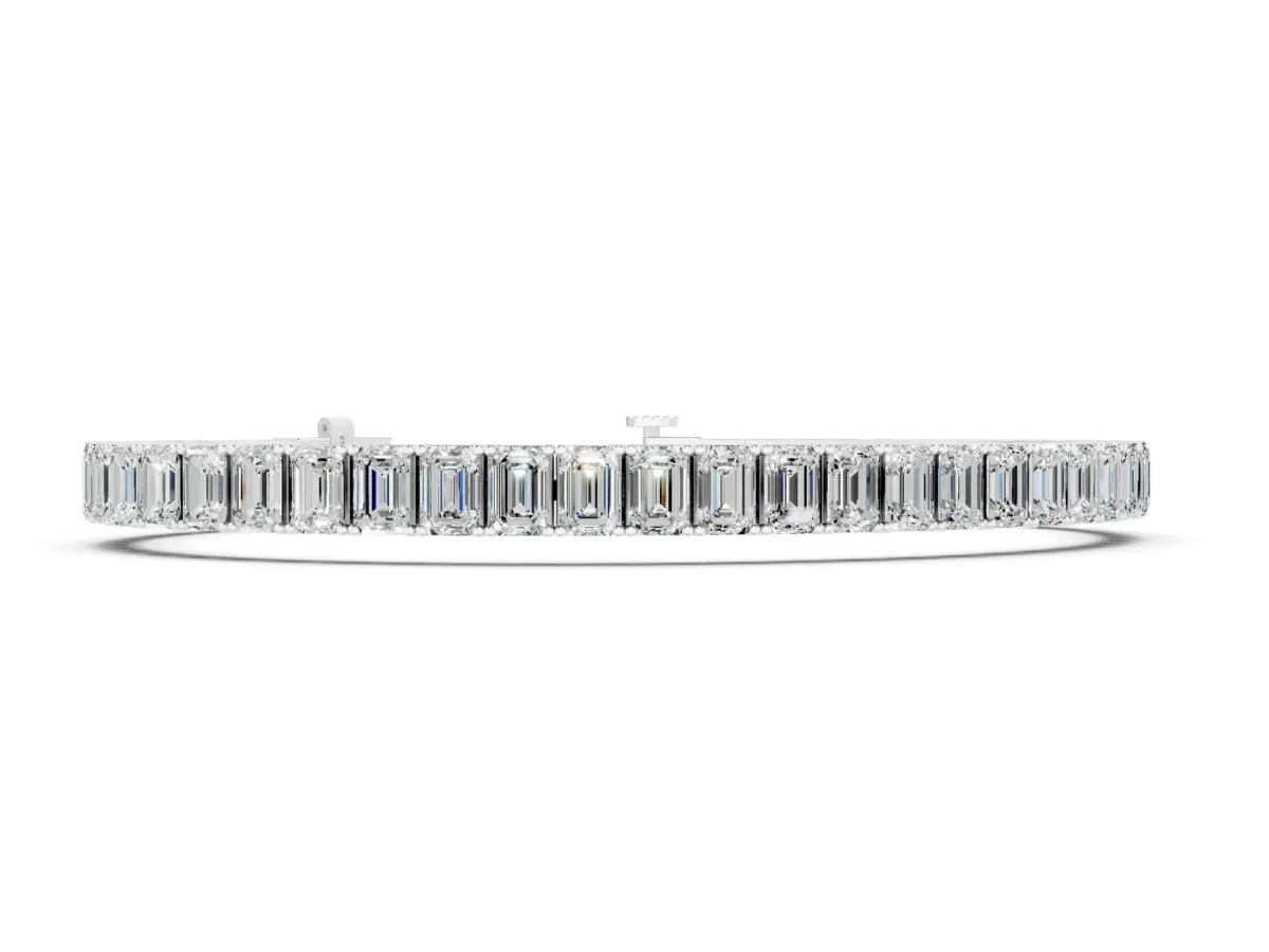 Emerald Cut Diamond Tennis Bracelet with Four-Prong Setting Silver