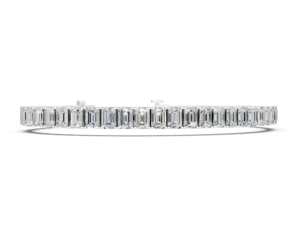 Emerald Cut Diamond Tennis Bracelet with Four-Prong Setting Silver