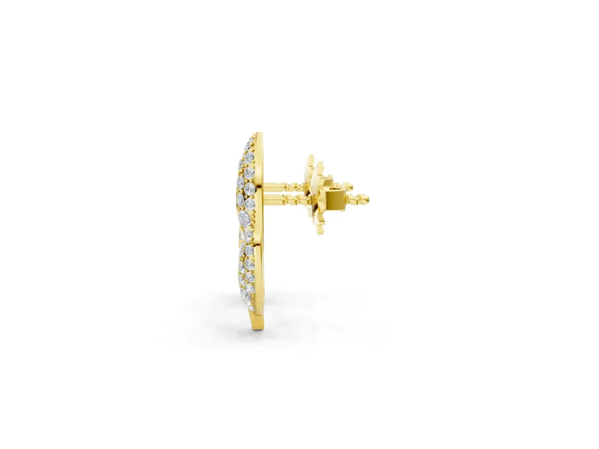 Round Diamond Pavé Olive Branch Stud Earrings Yellow gold