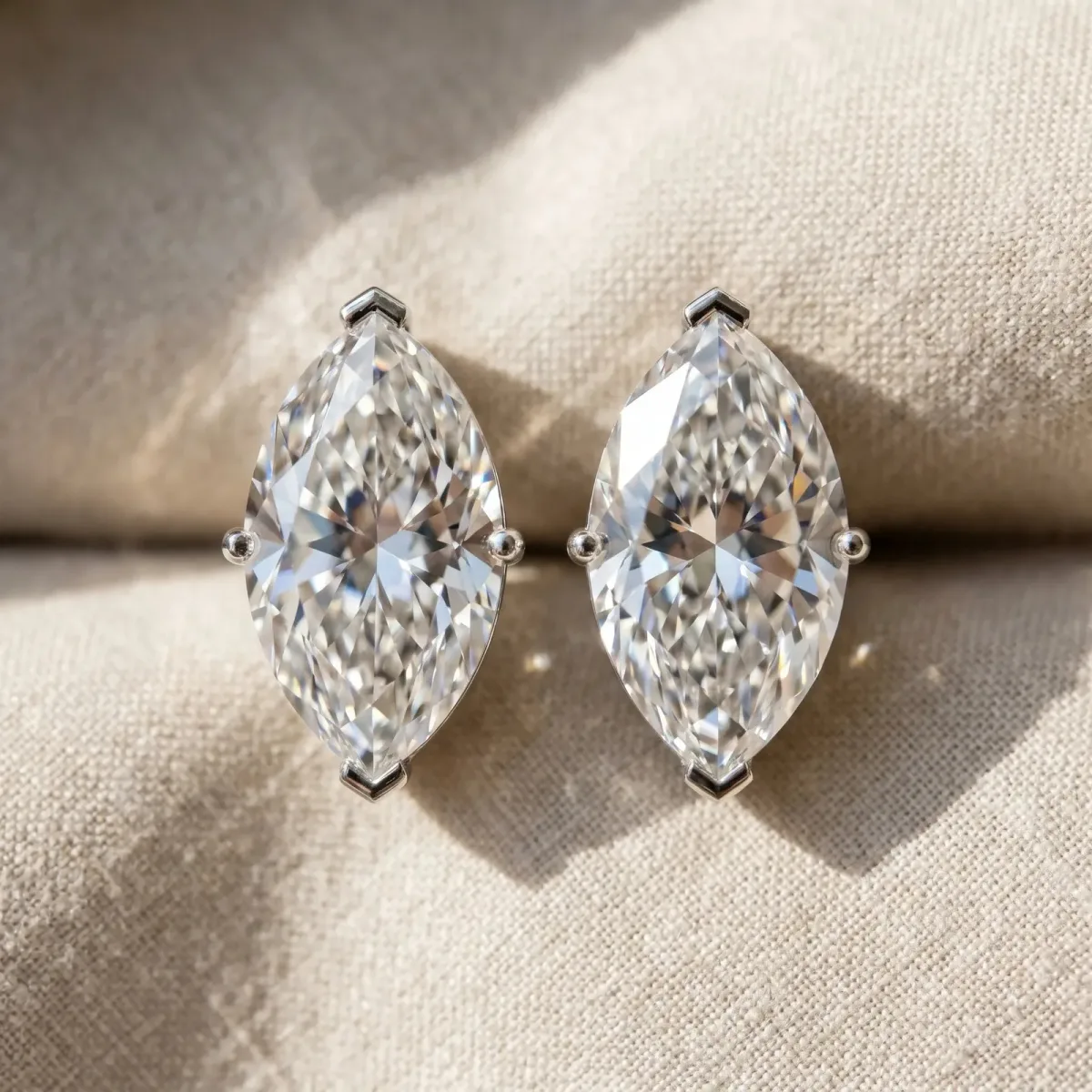 Marquise Cut Diamond Stud Earrings Platinum