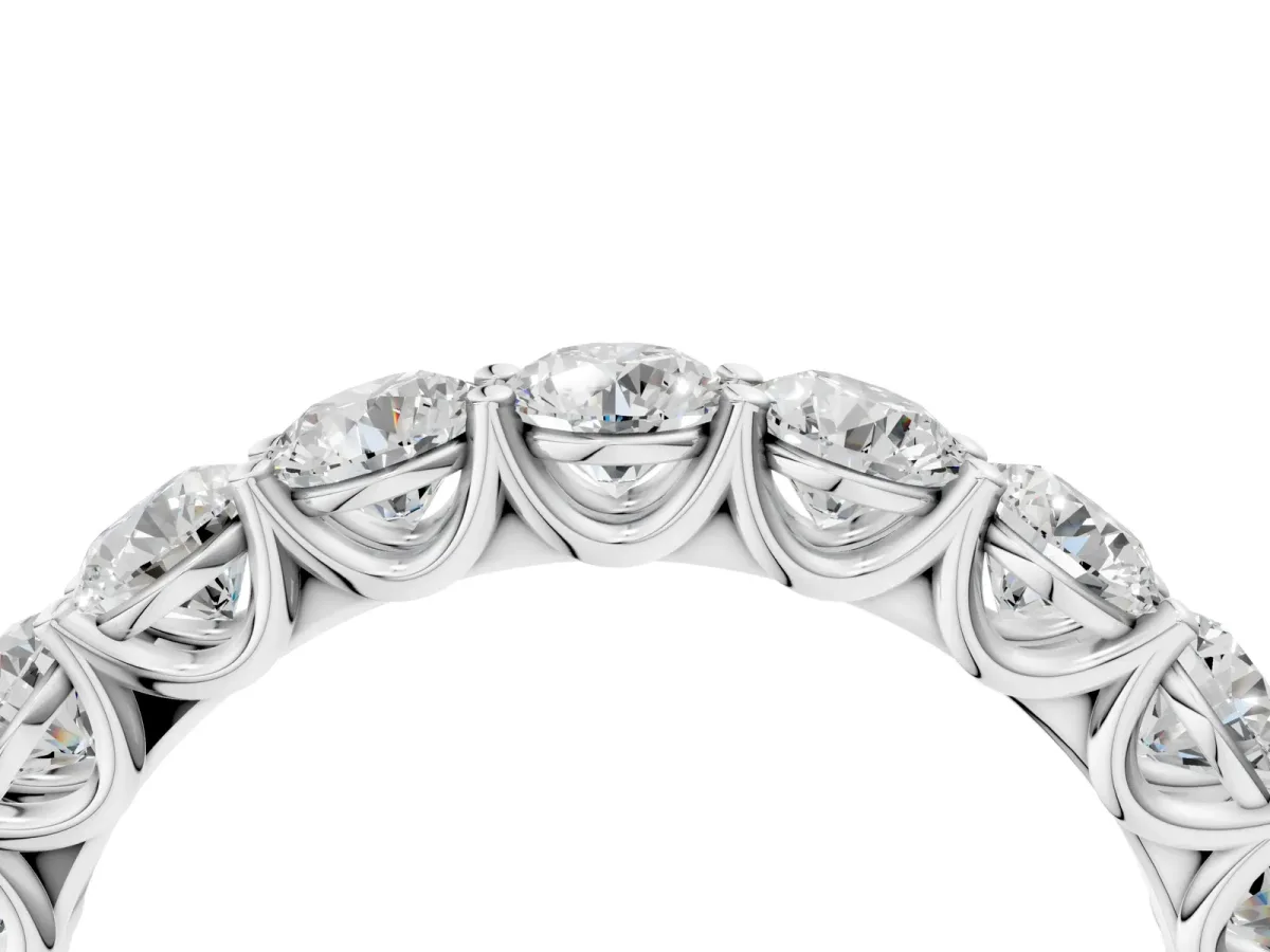 Round Diamond Shared Prong Eternity Band White gold