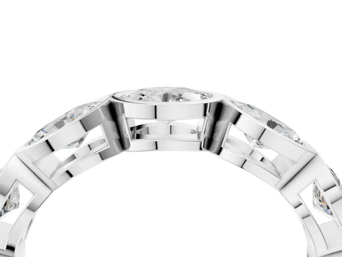 Oval Diamond Bezel Set Eternity Wedding Band Platinum