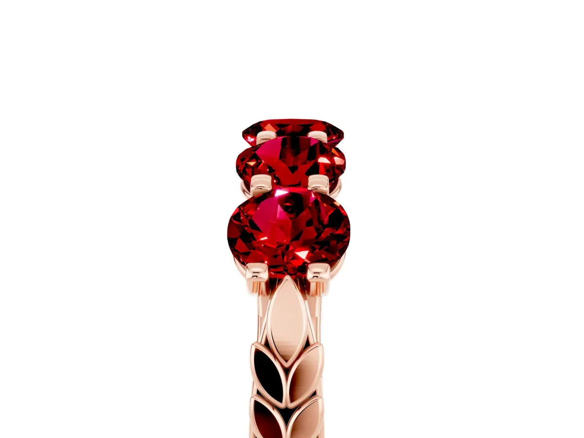 Five-Stone Round Ruby Prong-Set Band Rose gold