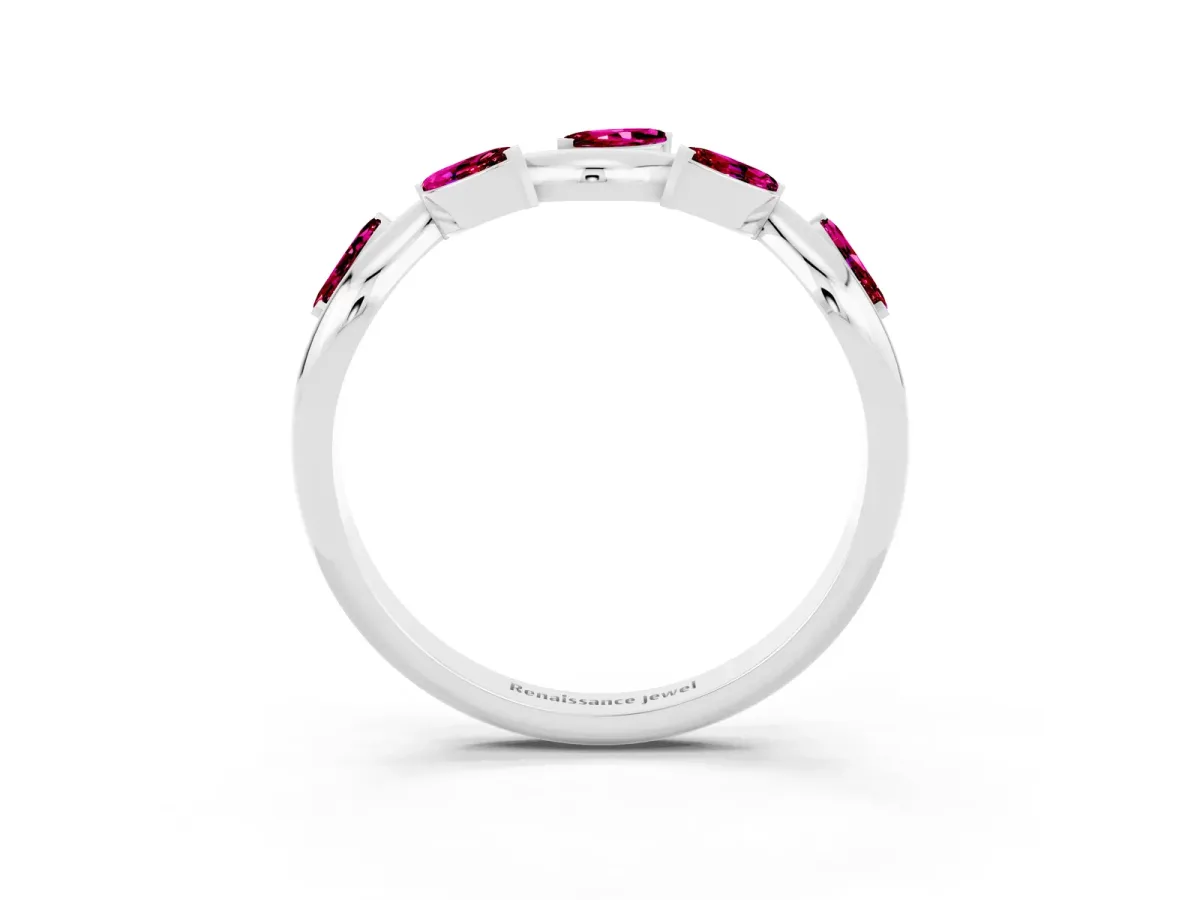 Marquise Garnet Twisted Band with Prong Setting Platinum