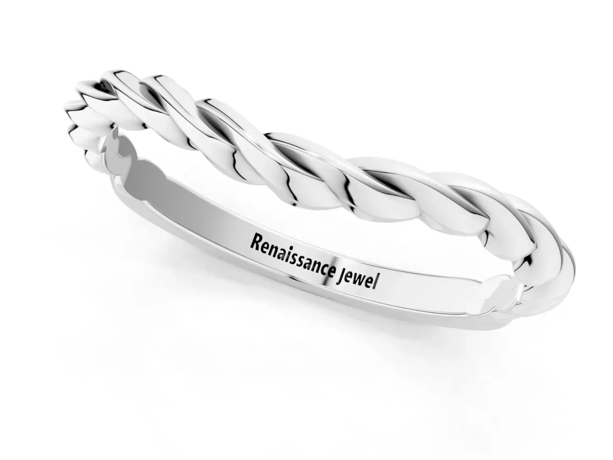 Marquise Diamond Twist Eternity Band with Bezel Setting Silver