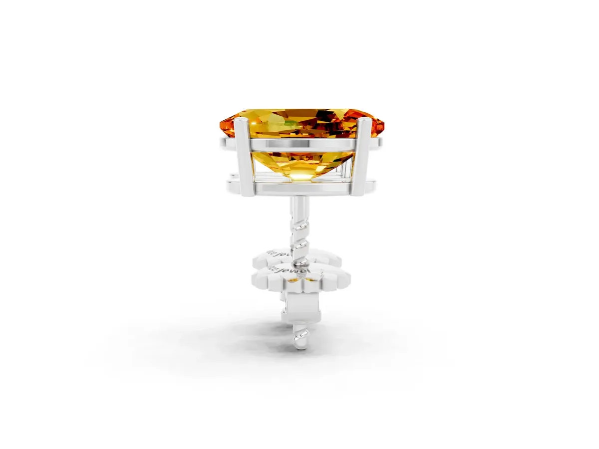 Oval Cut Citrine Stud Earrings Silver