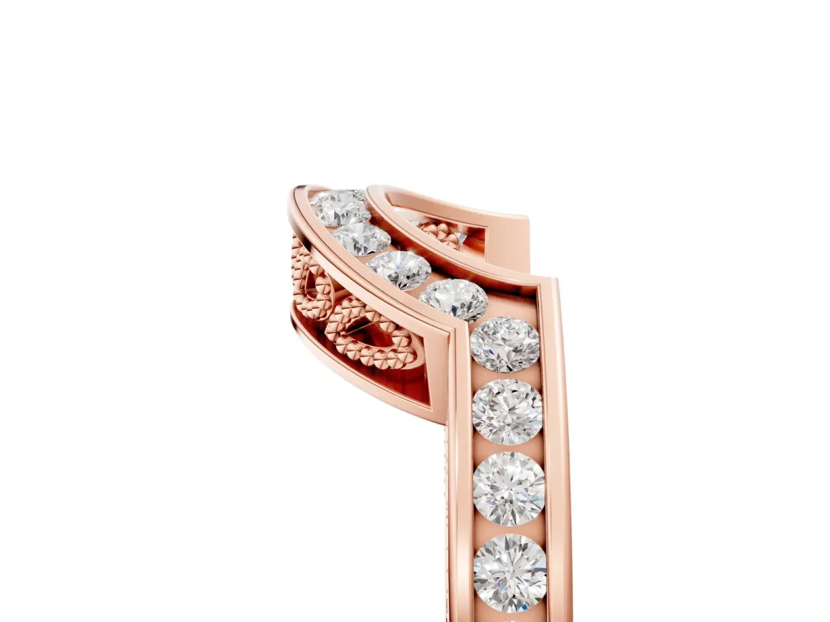 Round Channel-Set Diamond Contour Band Rose gold