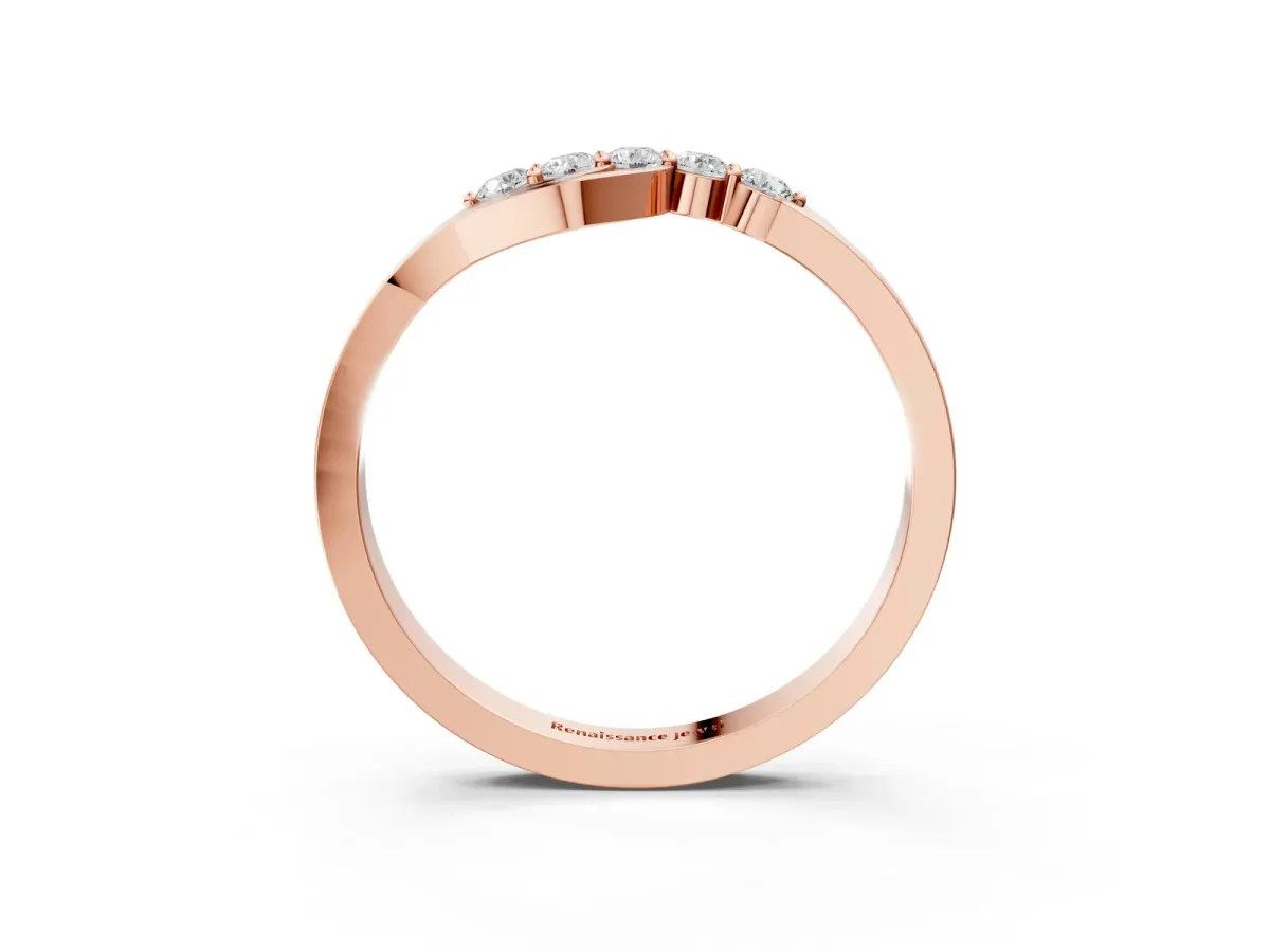 Five-Stone Round Diamond Crossover Band with Prong Setting Rose gold