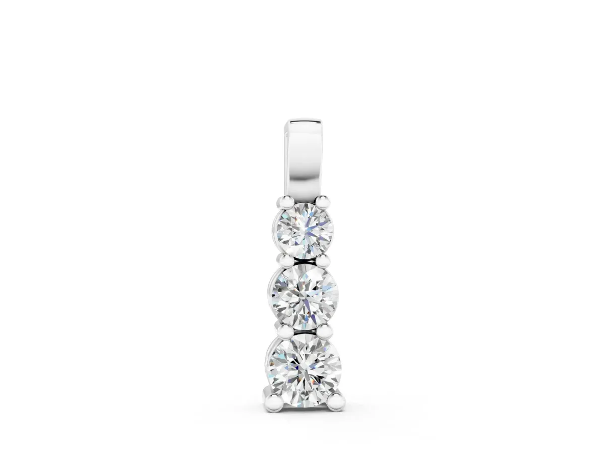 Round Diamond Vertical Prong Pendant Silver