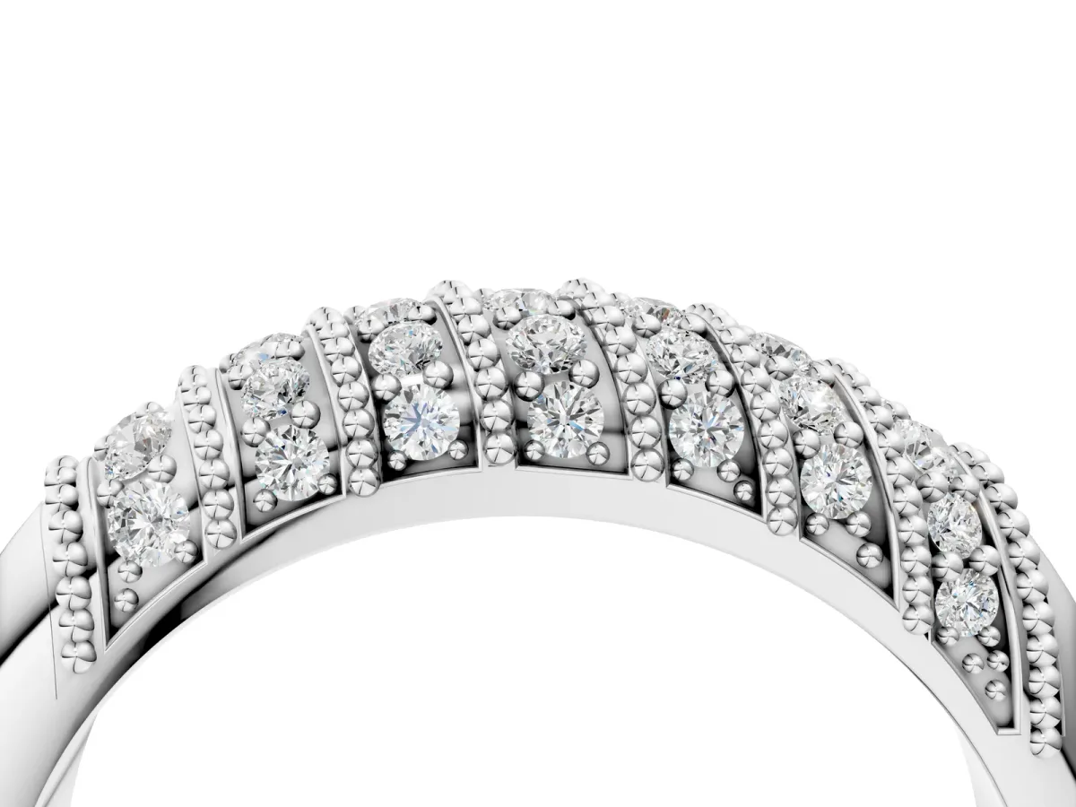 Channel Set Round Diamond Dome Band Platinum