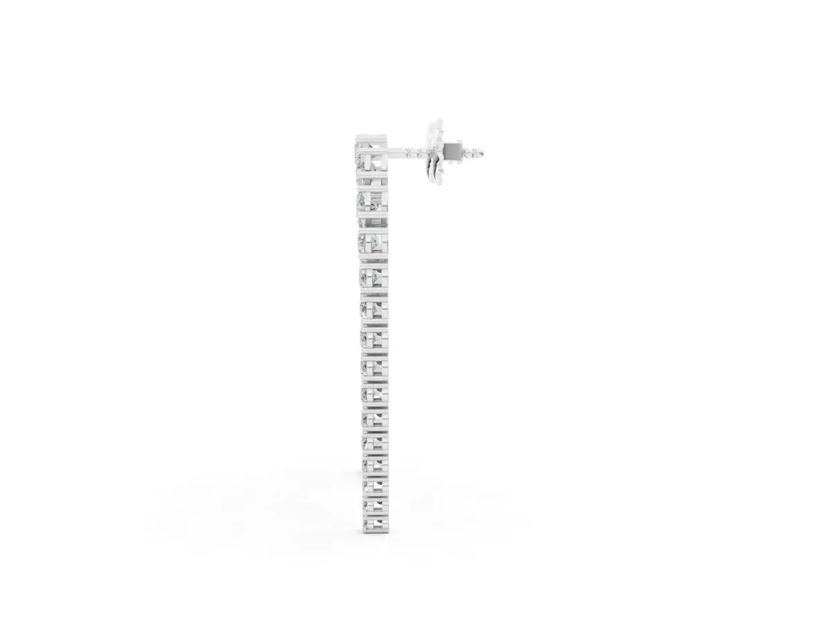 Round Diamond U-Shaped Drop Earrings Platinum