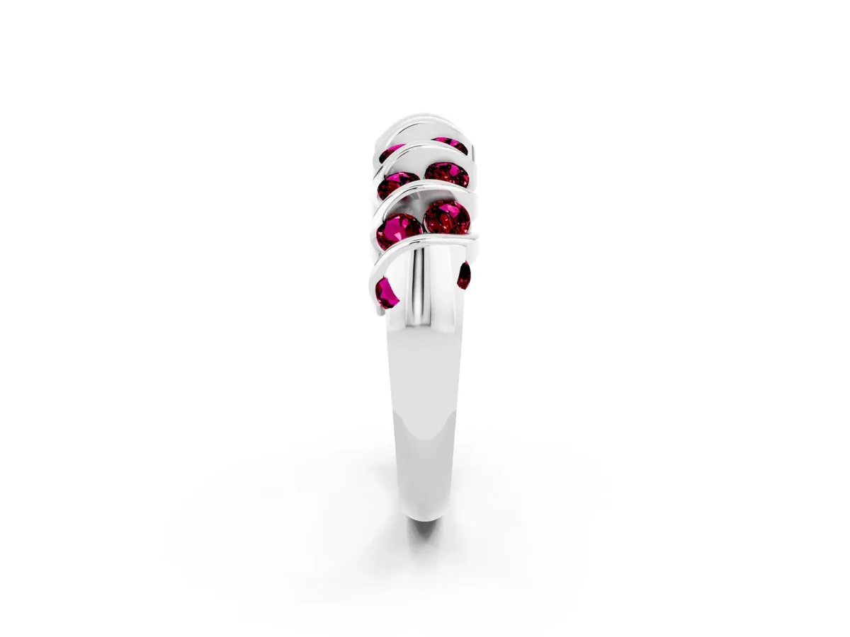 Channel Set Round Garnet Multi-Row Band Platinum