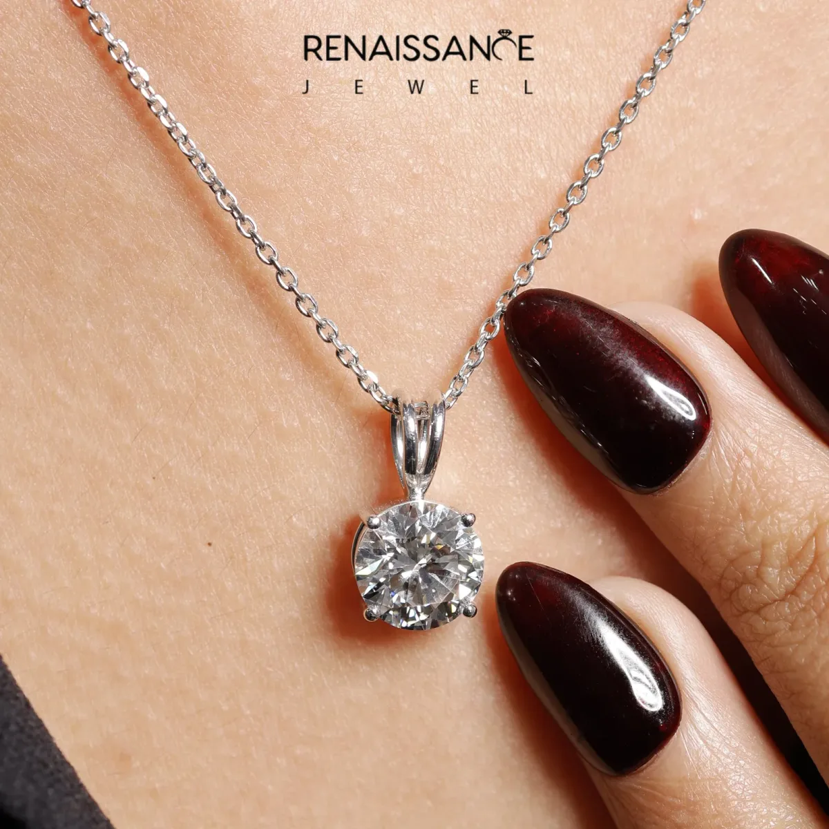 Round Solitaire Pendant with Four-Prong Setting Silver