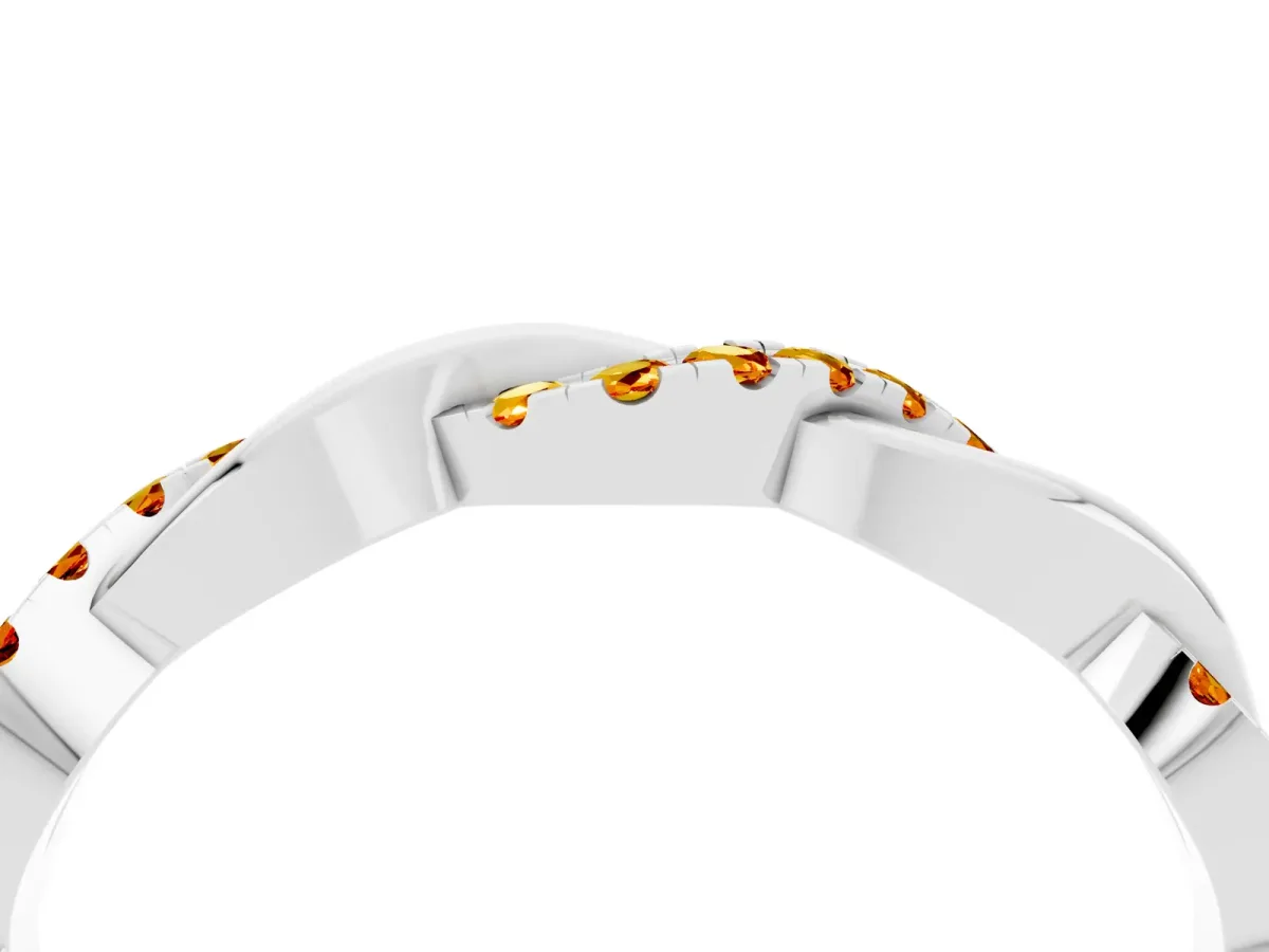 Round Citrine Twist Eternity Band with Pavé Setting Silver