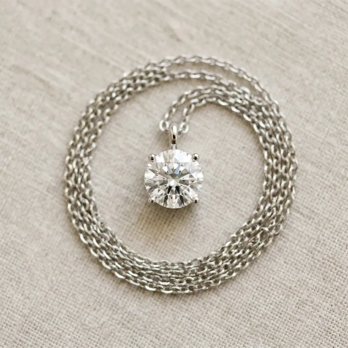 Round Solitaire Pendant with Four-Prong Setting Silver