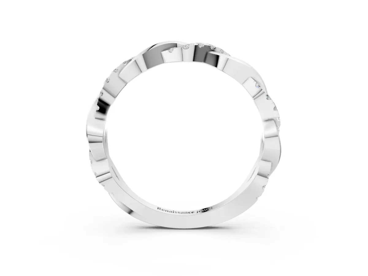 Round Diamond Twist Eternity Band with Pavé Setting Silver