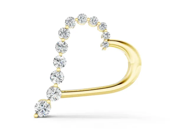 Round Diamond Prong-Set Heart Pendant Yellow gold