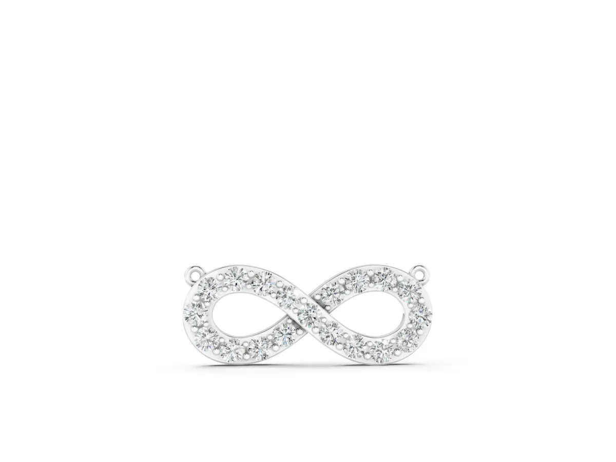 Infinity Pendant with Round Cut Diamonds in Pavé Setting Silver