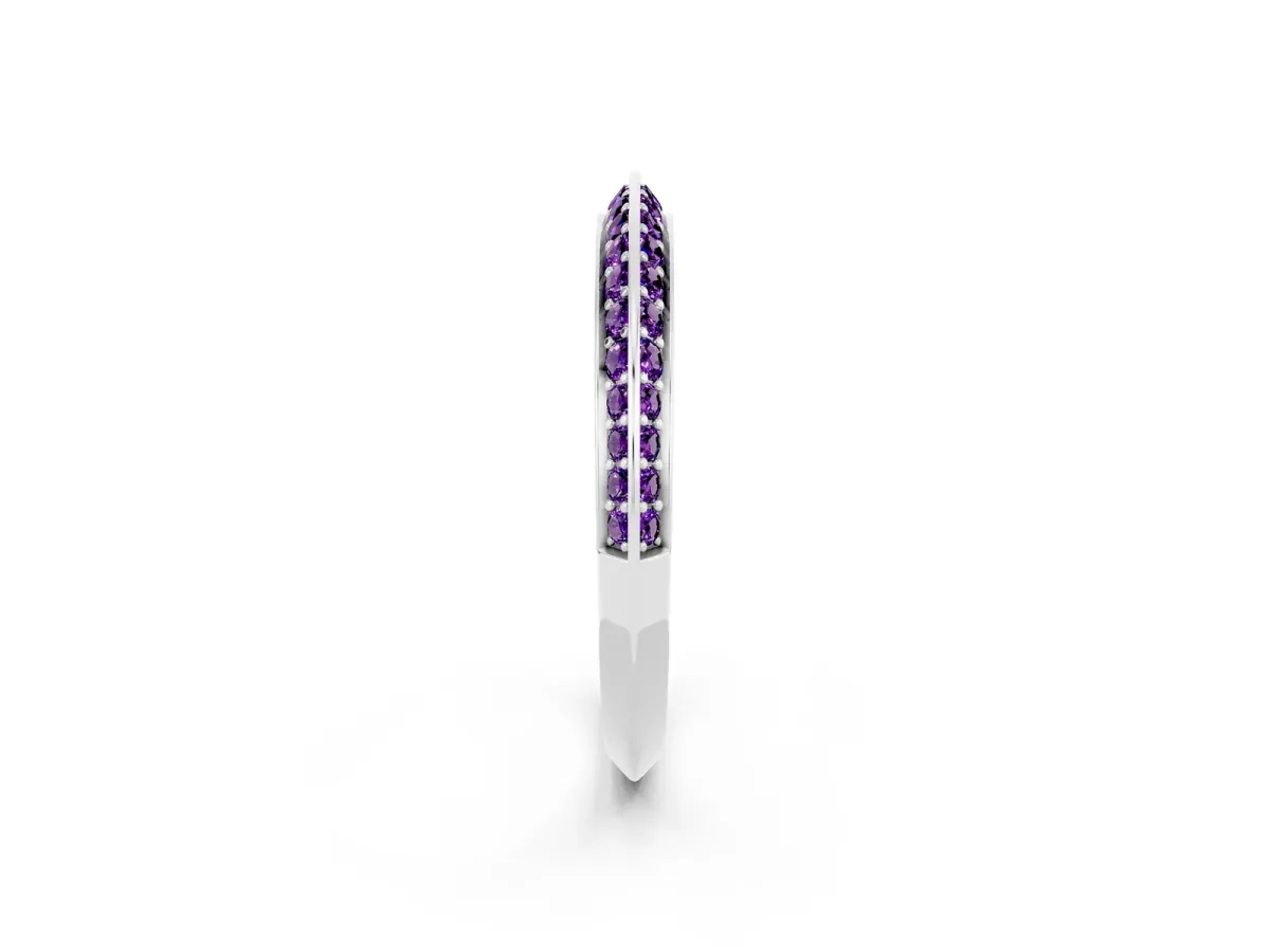 Double Row Pavé Round Amethyst Eternity Band with Channel Setting Silver