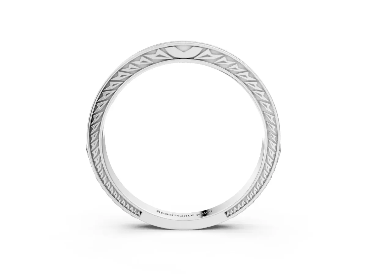 Round Cut Diamond Pavé Eternity Band with Channel Setting Silver
