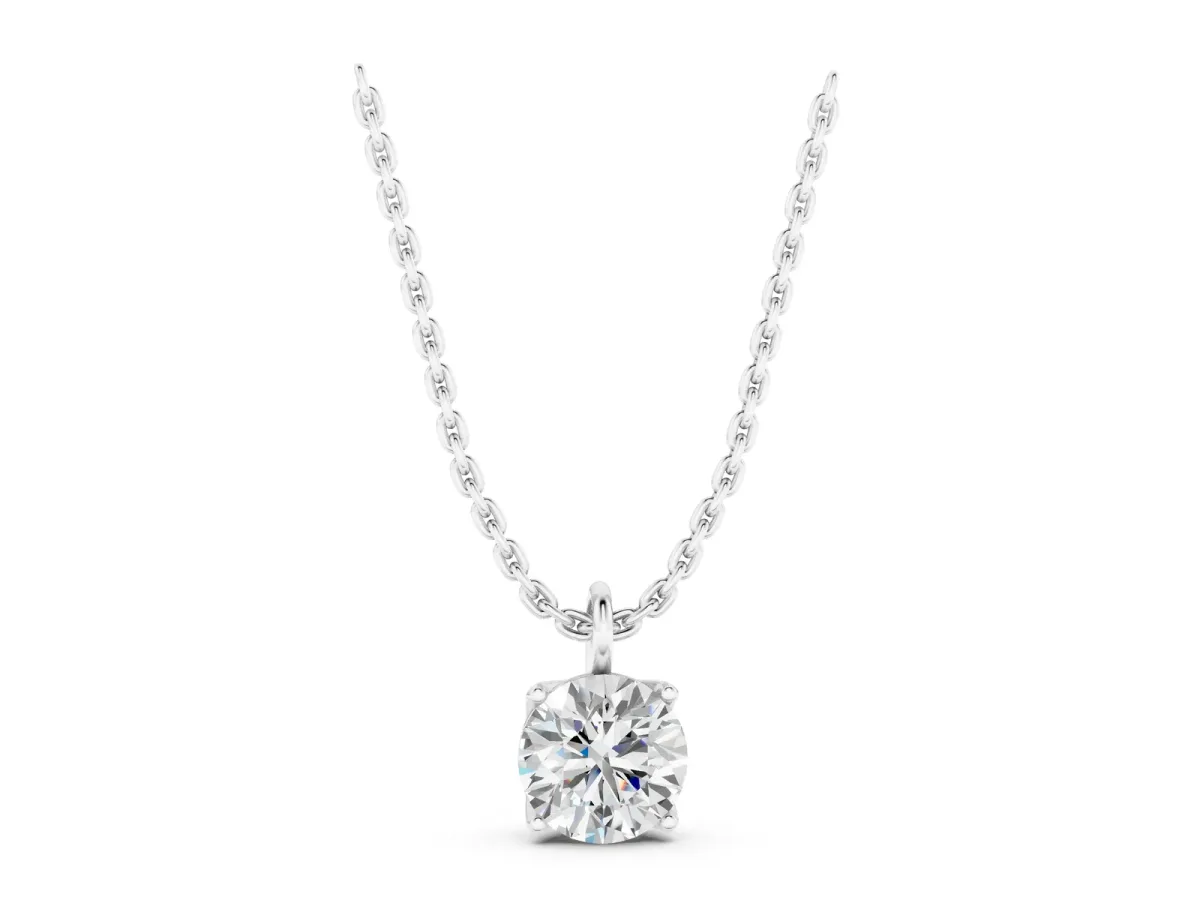 Round Solitaire Pendant with Four-Prong Setting Silver