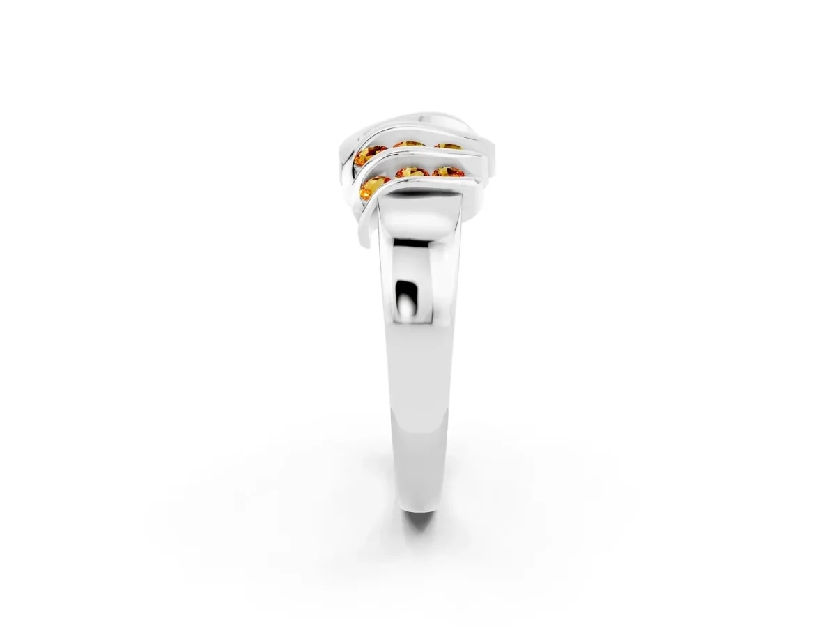 Round Citrine Multi-Row Crossover Band Platinum