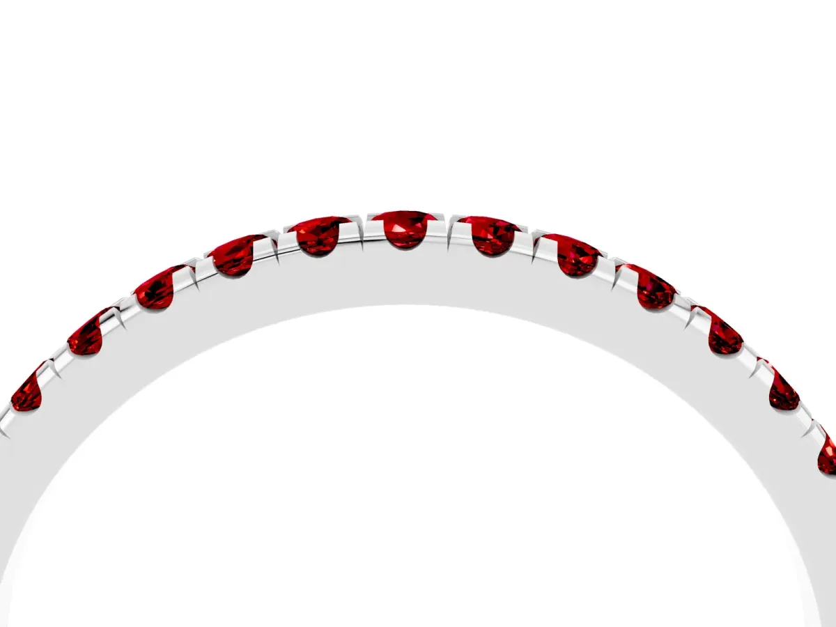 Pavé Round Ruby Half Eternity Band with Shared Prong Setting Platinum