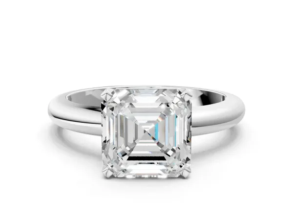 Radiant and Heart Toi Moi Ring with Prong Setting and Plain Band Silver