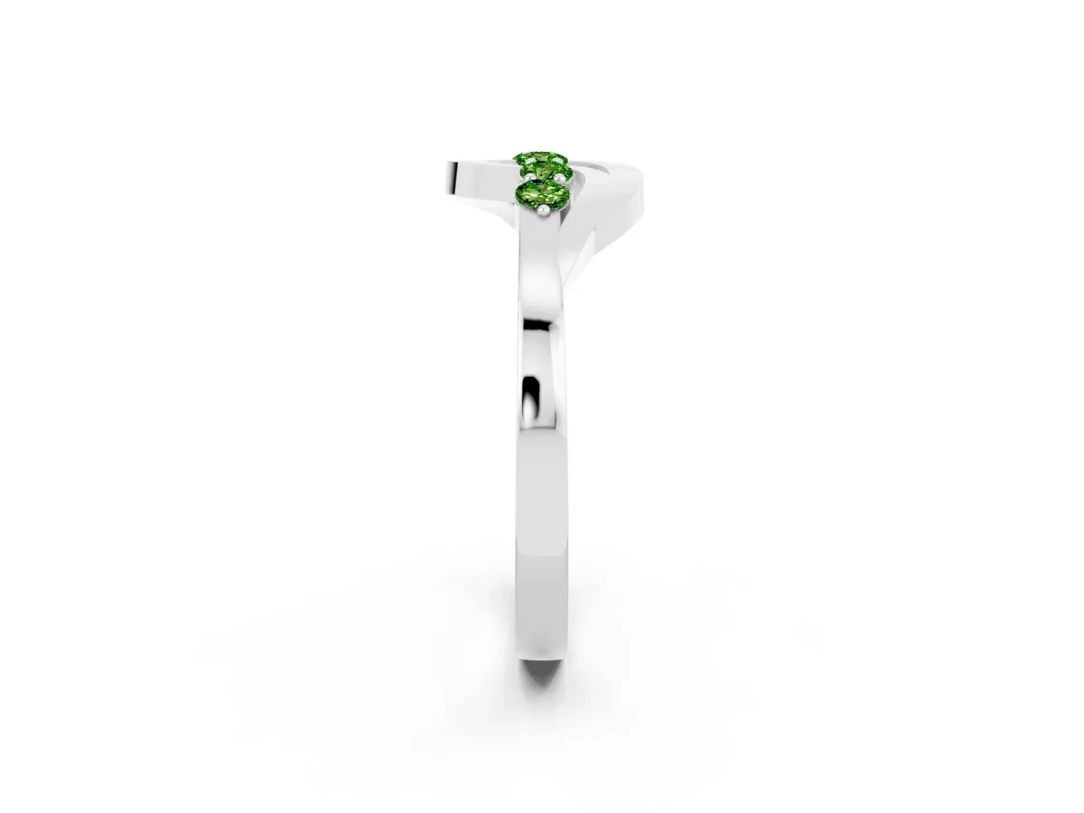 Five-Stone Round Peridot Crossover Band with Prong Setting White gold