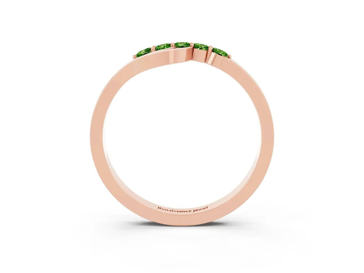 Five-Stone Round Peridot Crossover Band with Prong Setting Rose gold