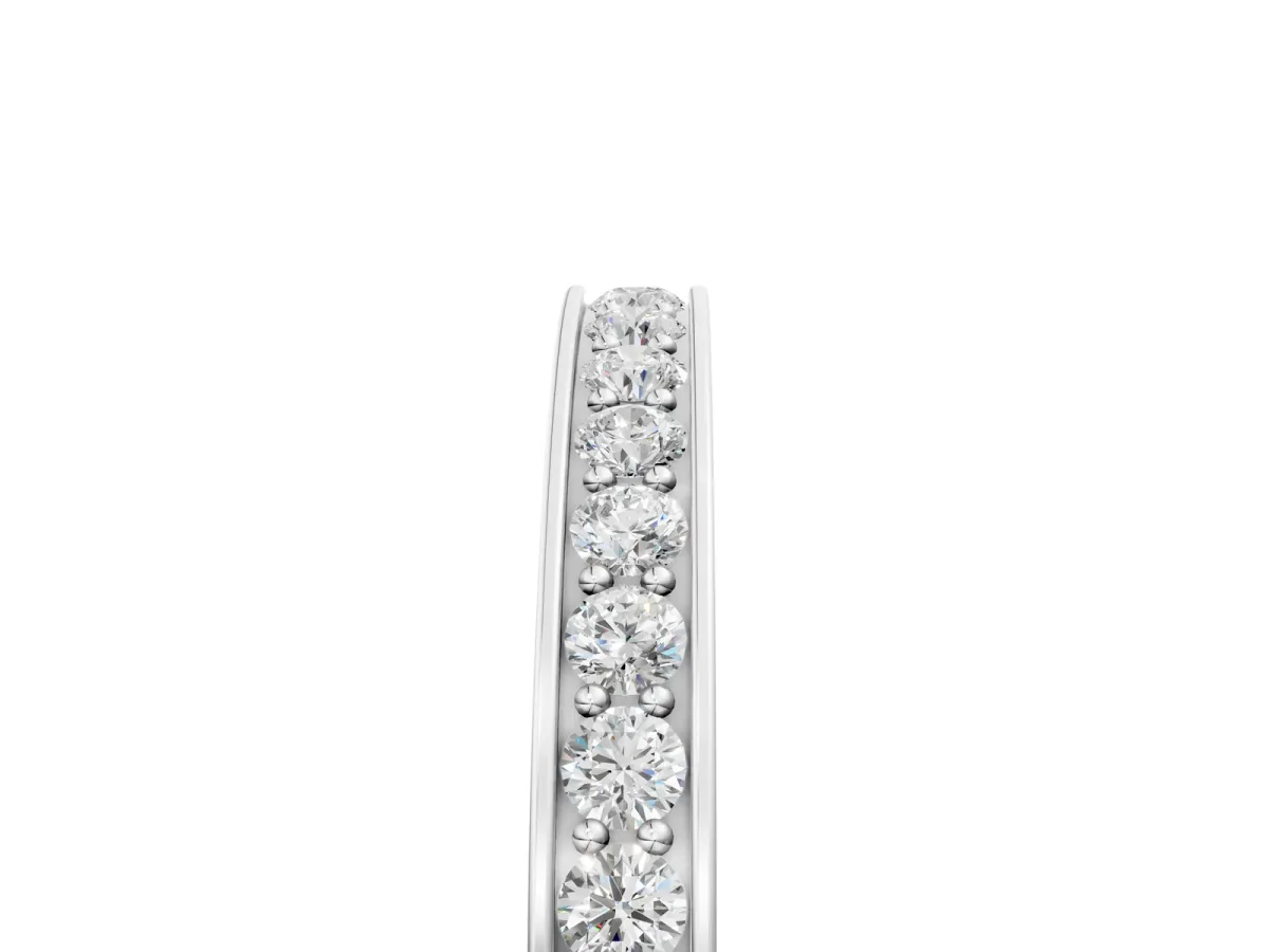 Round Cut Diamond Pavé Eternity Band with Channel Setting Silver