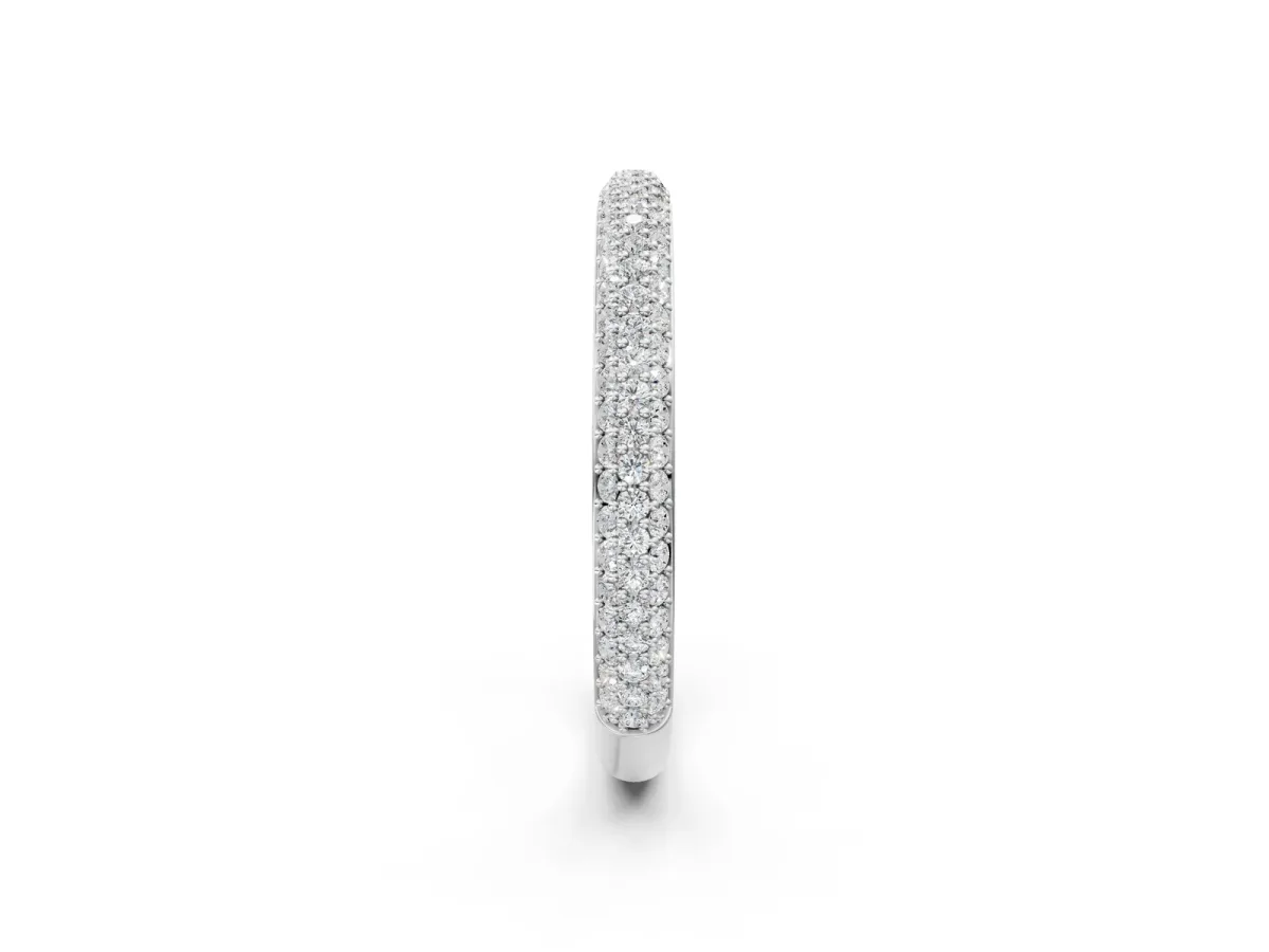 Three-Row Round Diamond Pavé Eternity Band Silver