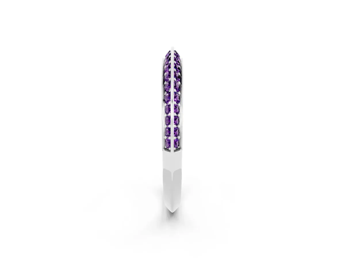 Double Row Pavé Round Amethyst Eternity Band with Channel Setting Silver