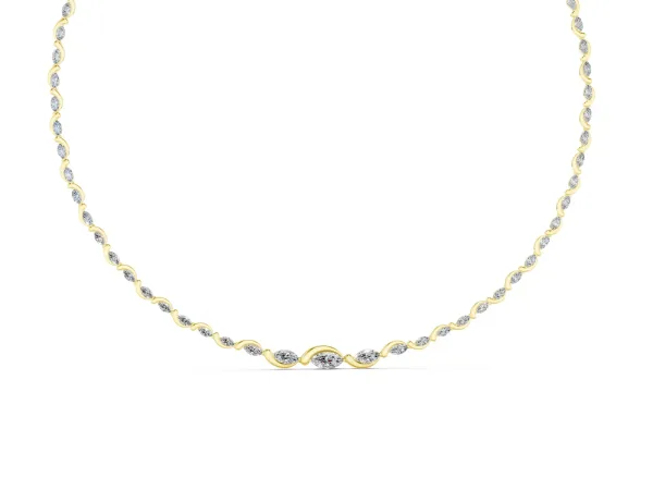 Marquise Diamond Riviera Necklace Yellow gold