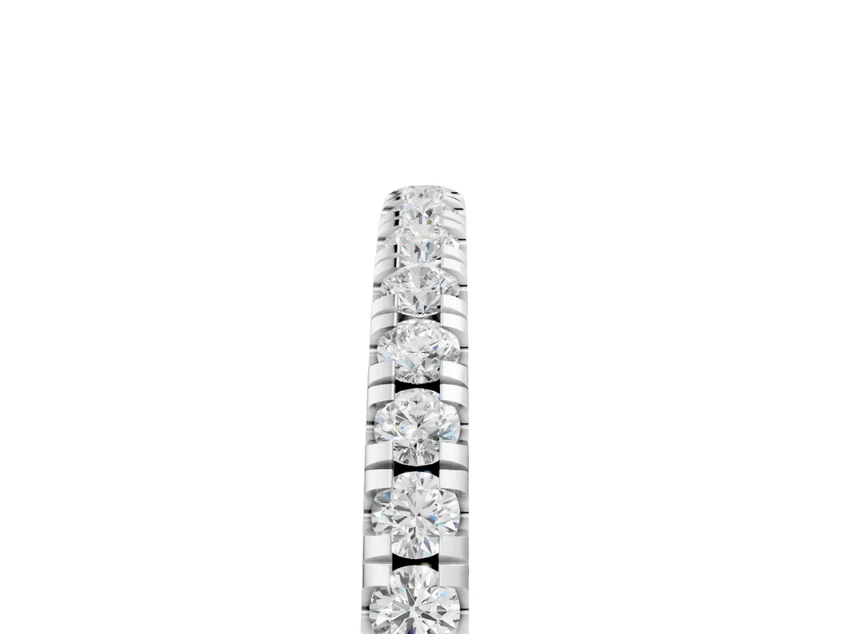 Pavé Round Diamond Half Eternity Band with Shared Prong Setting Platinum