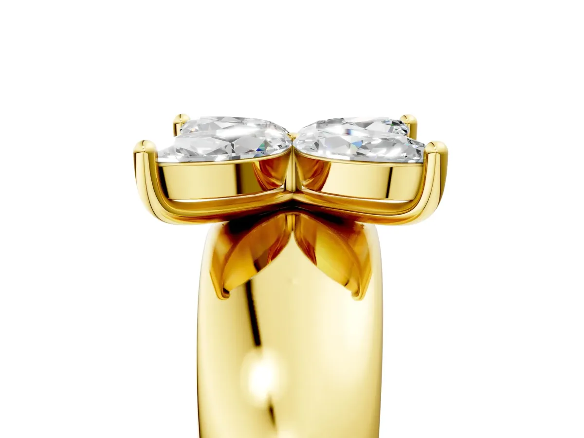 Marquise Diamond Floral Promise Ring Yellow gold