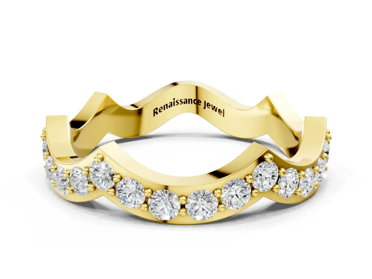 Round Diamond Pavé Zigzag Eternity Band Yellow gold