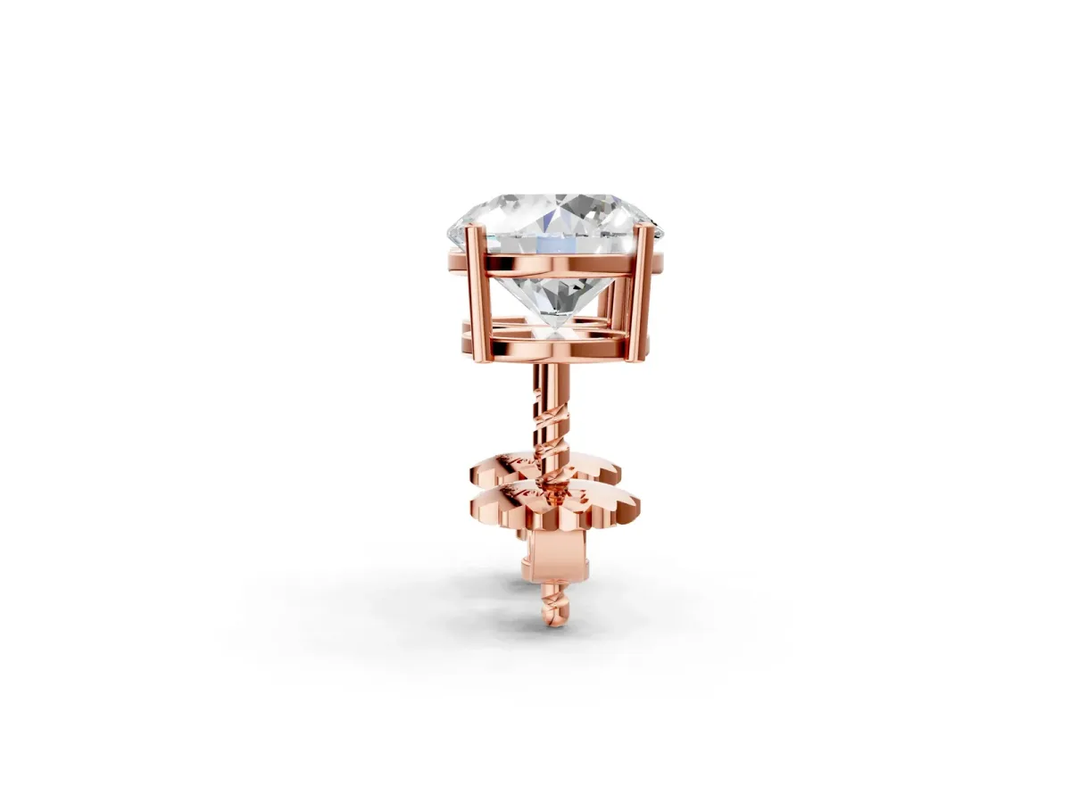 Round Cut Diamond Stud Earrings Rose gold
