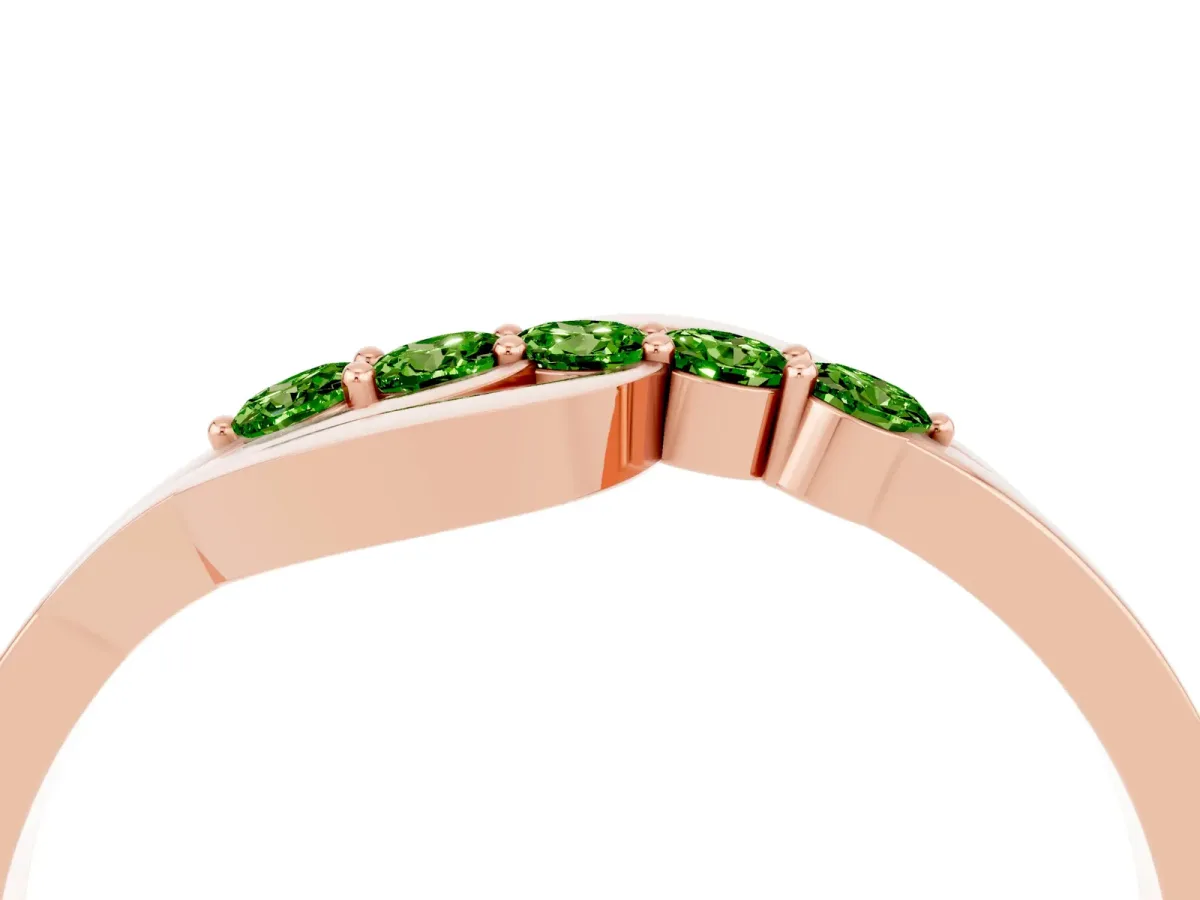 Five-Stone Round Peridot Crossover Band with Prong Setting Rose gold