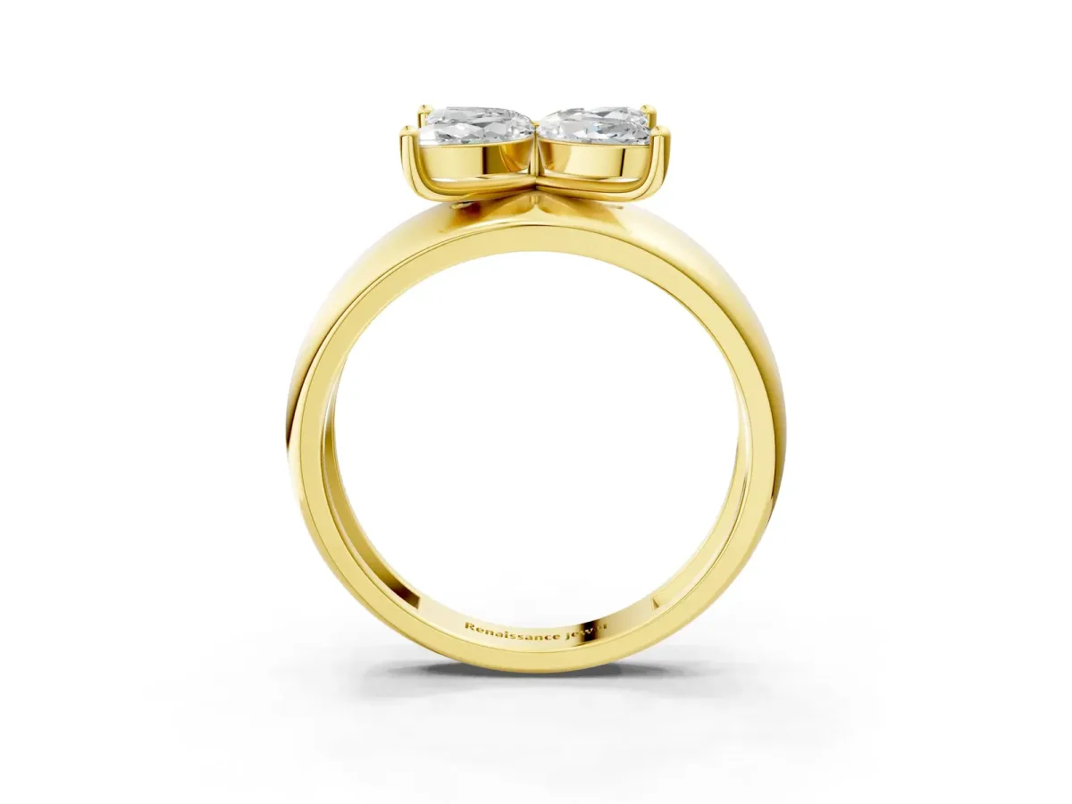 Marquise Diamond Floral Promise Ring Yellow gold