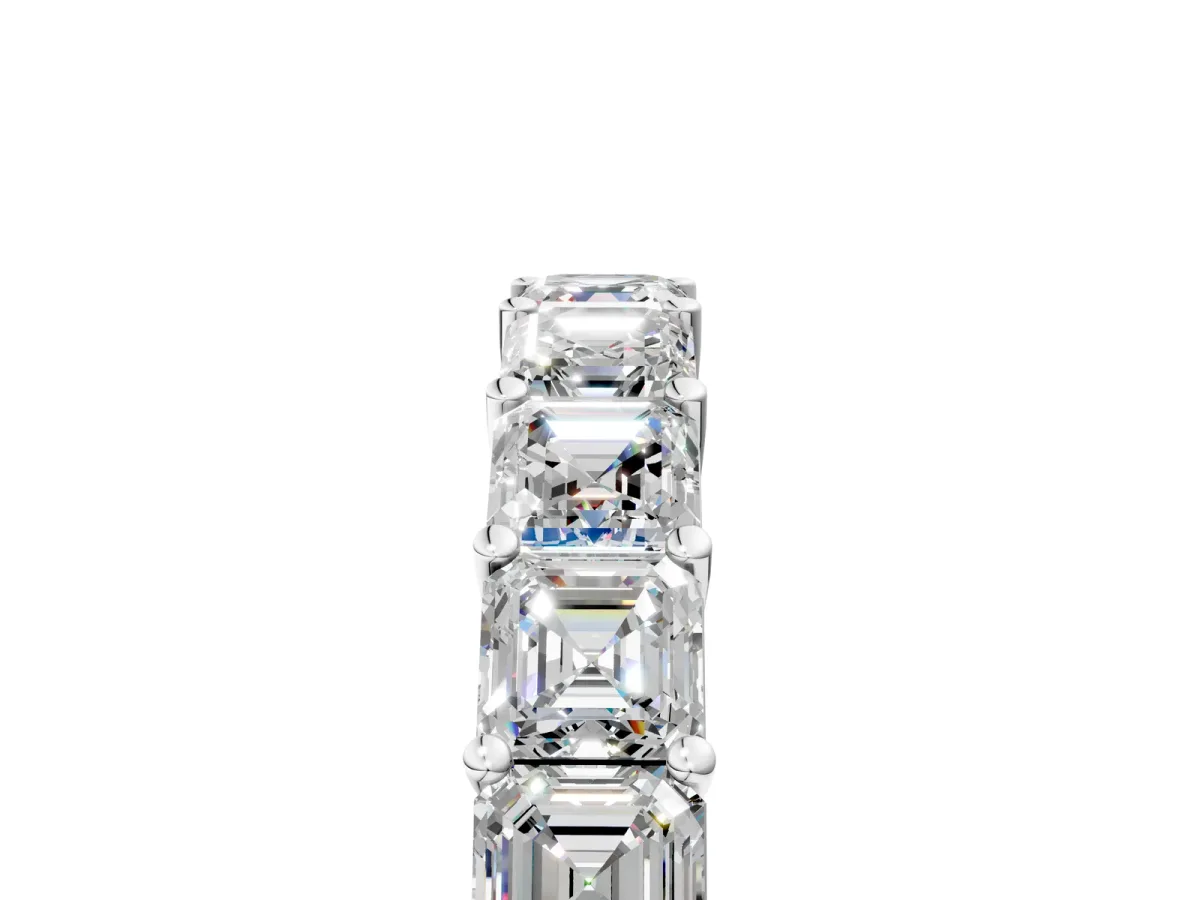 Asscher Cut Half Eternity Band with Shared Prong Setting Platinum