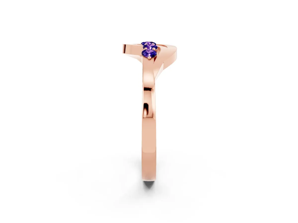 Five-Stone Round Tanzanite Crossover Band with Prong Setting Rose gold