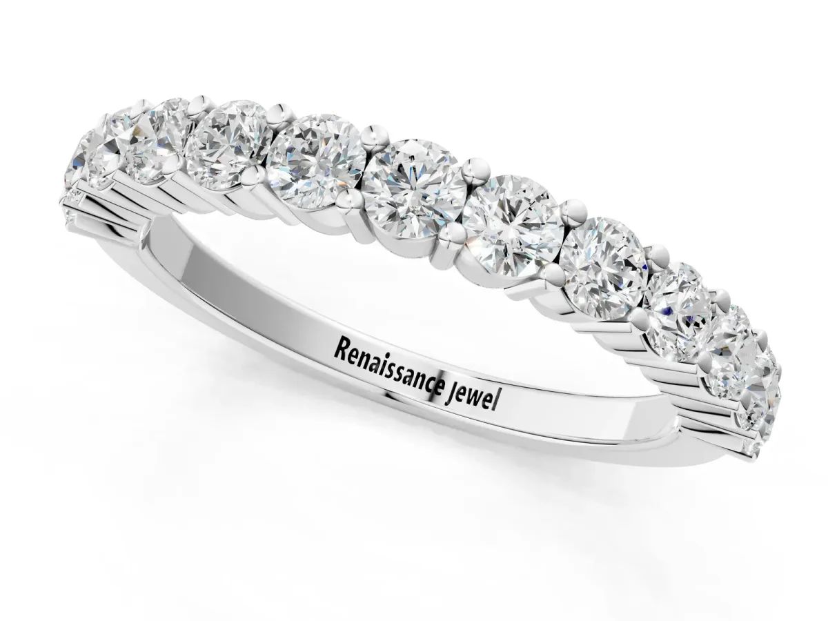 Alternating Round Diamond Promise Ring with Round Diamond Accents White gold