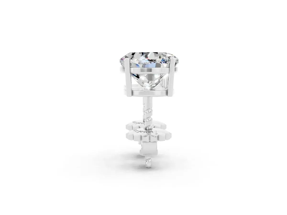 Round Cut Moissanite Stud Earrings Silver